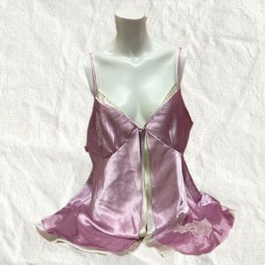 Elegant Pink Satin Chemise Y2K Beaded size 1X